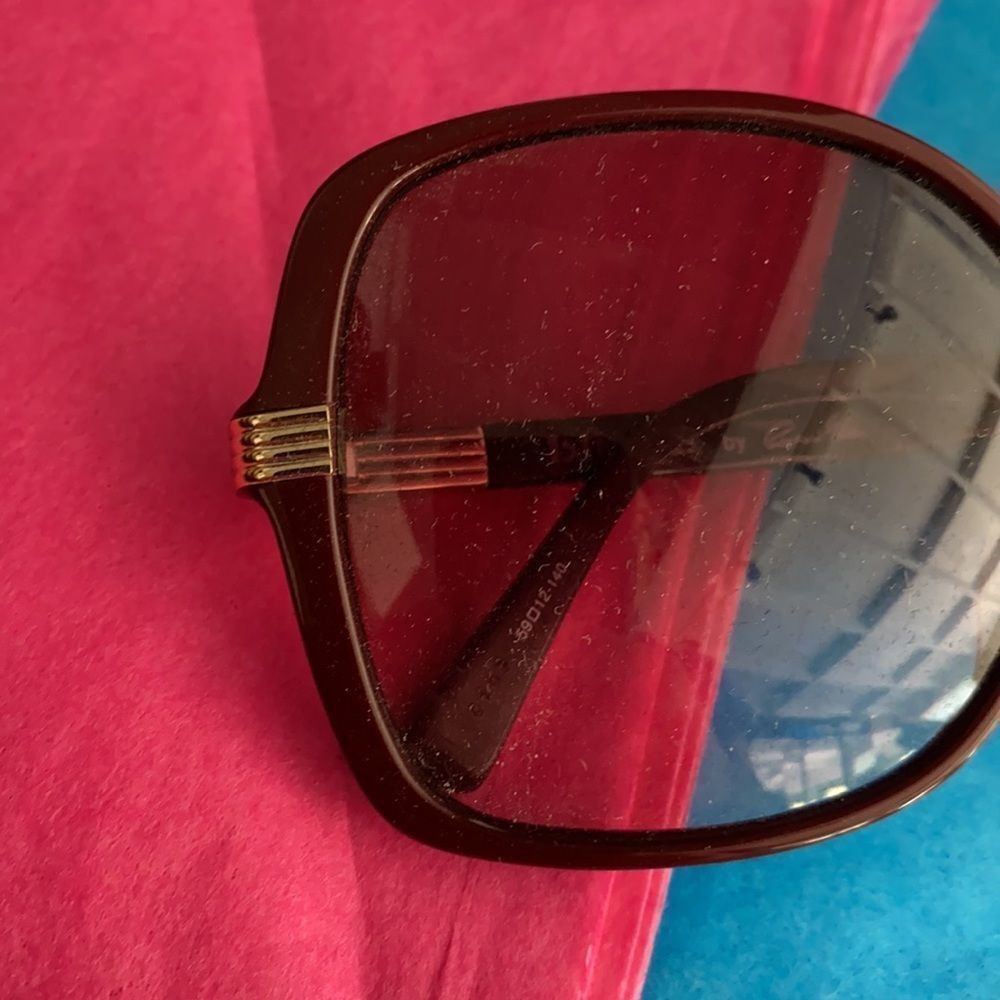Blinde sunglasses. Large frames. Maroon and gold. - Picture 2 of 6